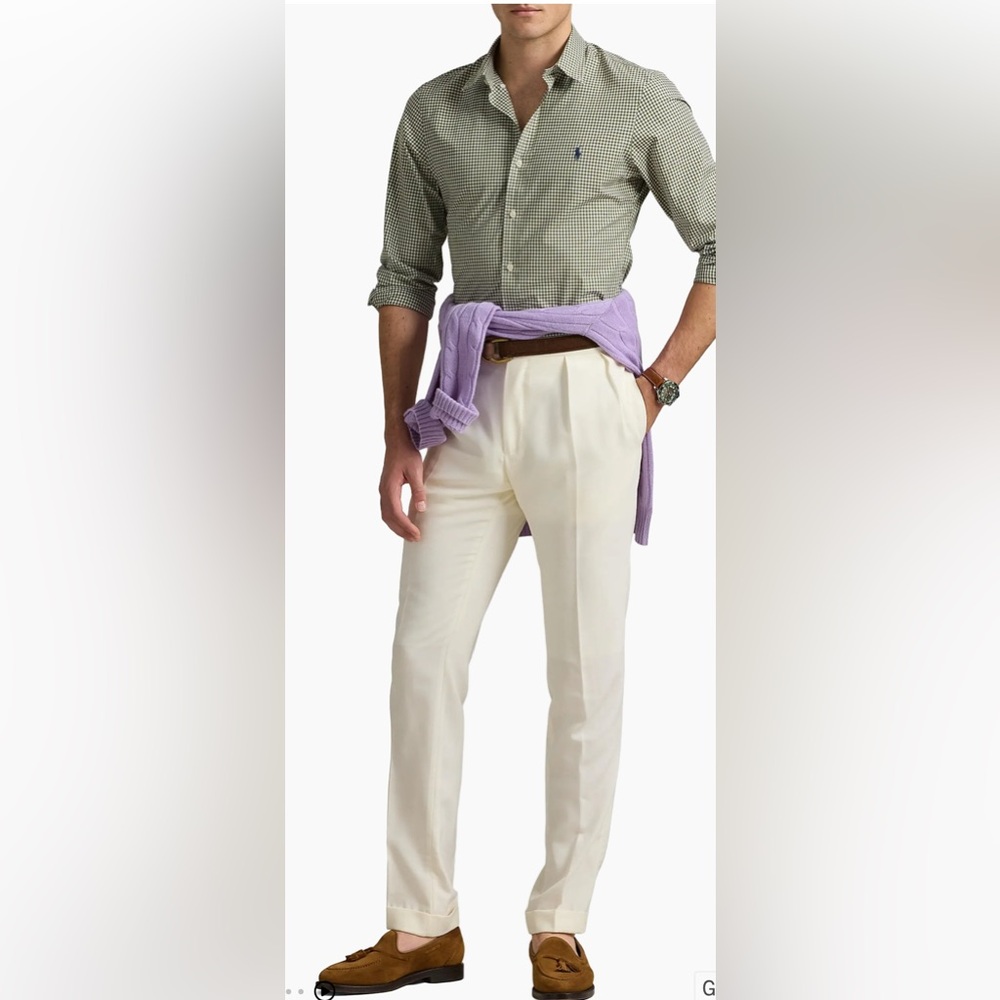 Polo Ralph Lauren button-down shirt classic olive green gingham size XL